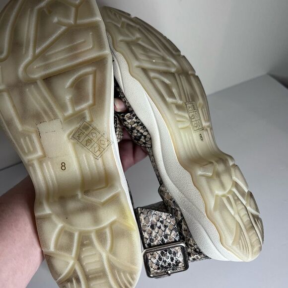 ASOS Snakeskin Leather Ankle Strap Stacked Sole Sandals Size 8 - Picture 8 of 10